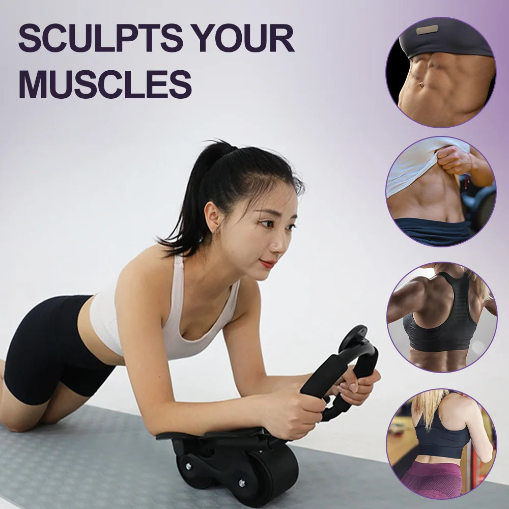 AB Roller Wheel Automatic Rebound Abdominal Muscle Training Fitness Elbow Support Abs Roller Wheel Core Exercise Equipment