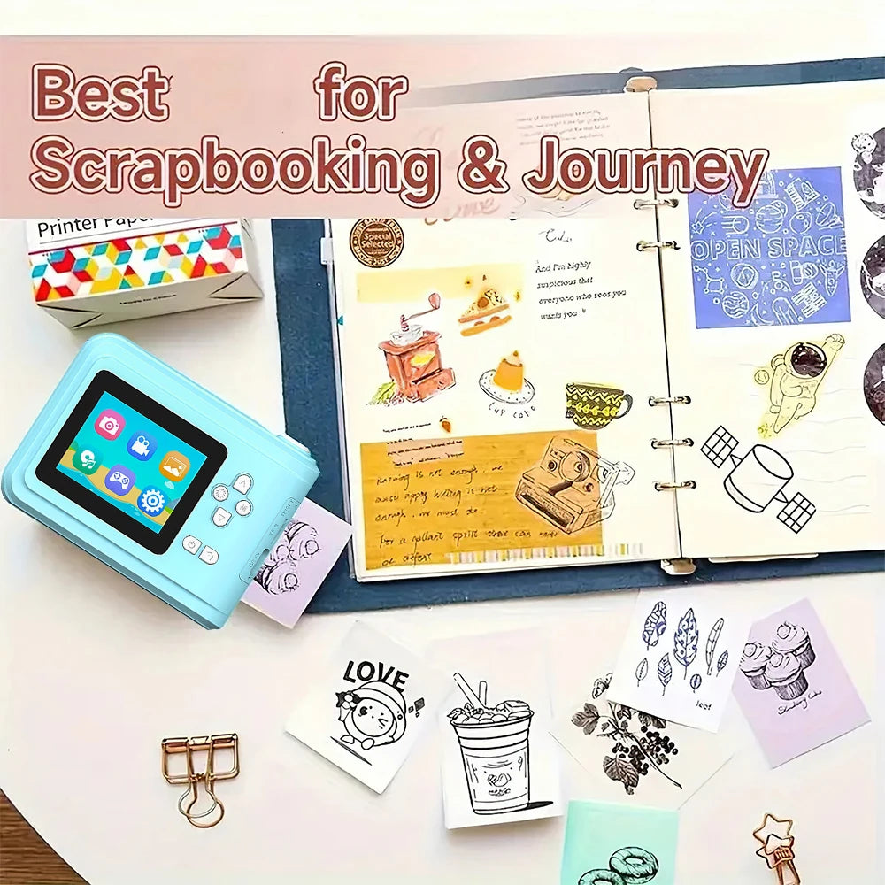 Educational Digital Children Camera Instant Print Photo 1080P HD Video Recorder Mini Thermal Printer Camera Toy Birthday Gift