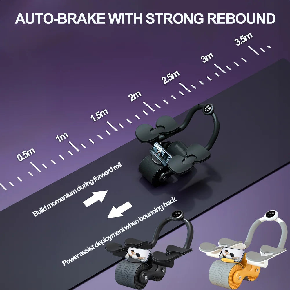 AB Roller Wheel Automatic Rebound Abdominal Muscle Training Fitness Elbow Support Abs Roller Wheel Core Exercise Equipment