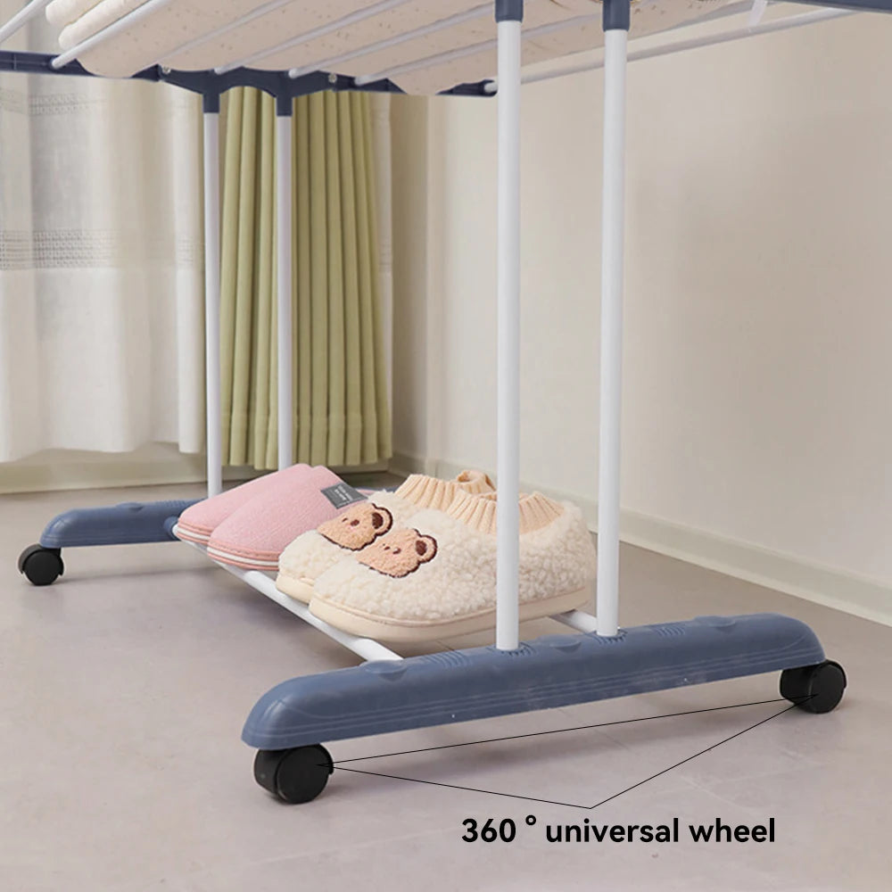 Home Removable 4-layers Drying Rack Foldable Telescopic Towel Hanging Rack Indoor Outdoor Adjustable Floor Standing Drying Rack