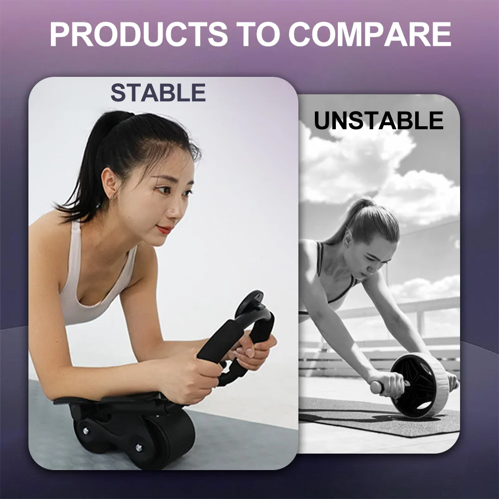 AB Roller Wheel Automatic Rebound Abdominal Muscle Training Fitness Elbow Support Abs Roller Wheel Core Exercise Equipment