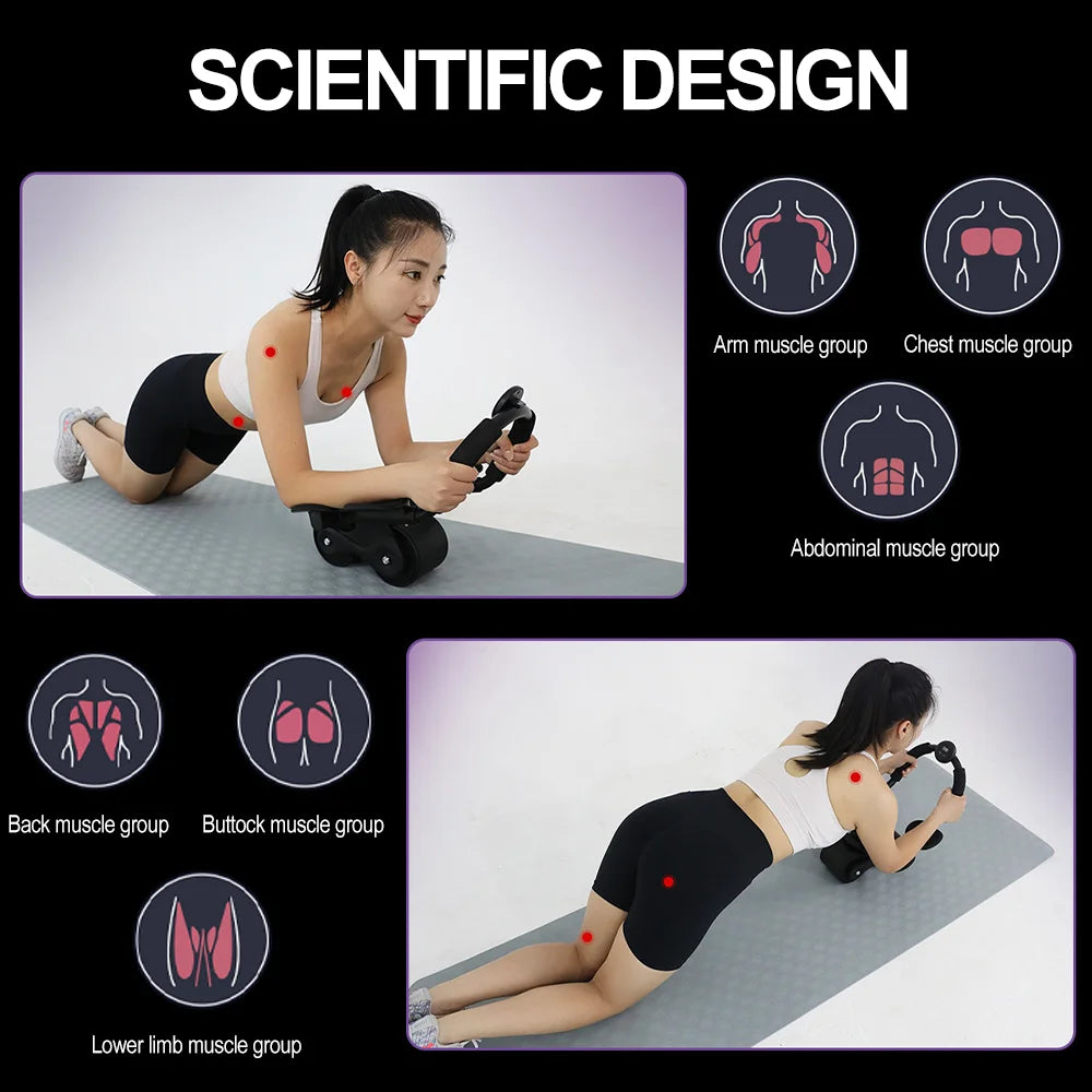 AB Roller Wheel Automatic Rebound Abdominal Muscle Training Fitness Elbow Support Abs Roller Wheel Core Exercise Equipment