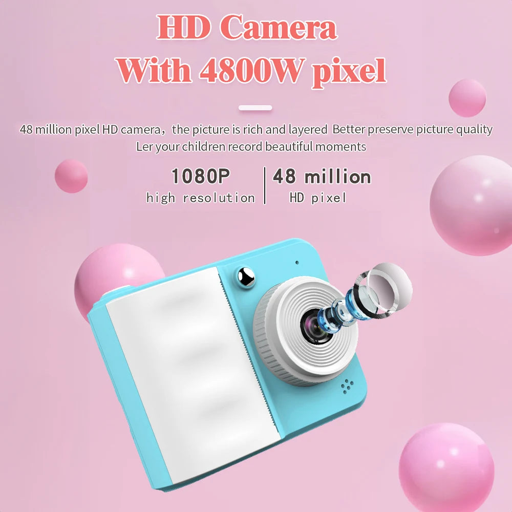 Educational Digital Children Camera Instant Print Photo 1080P HD Video Recorder Mini Thermal Printer Camera Toy Birthday Gift