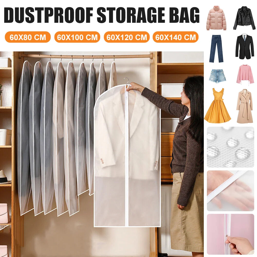 5-Pack Zippered Suit/Dress Garment Bags - Dust-Proof, Clothing Covers for UK Suits & Dresses