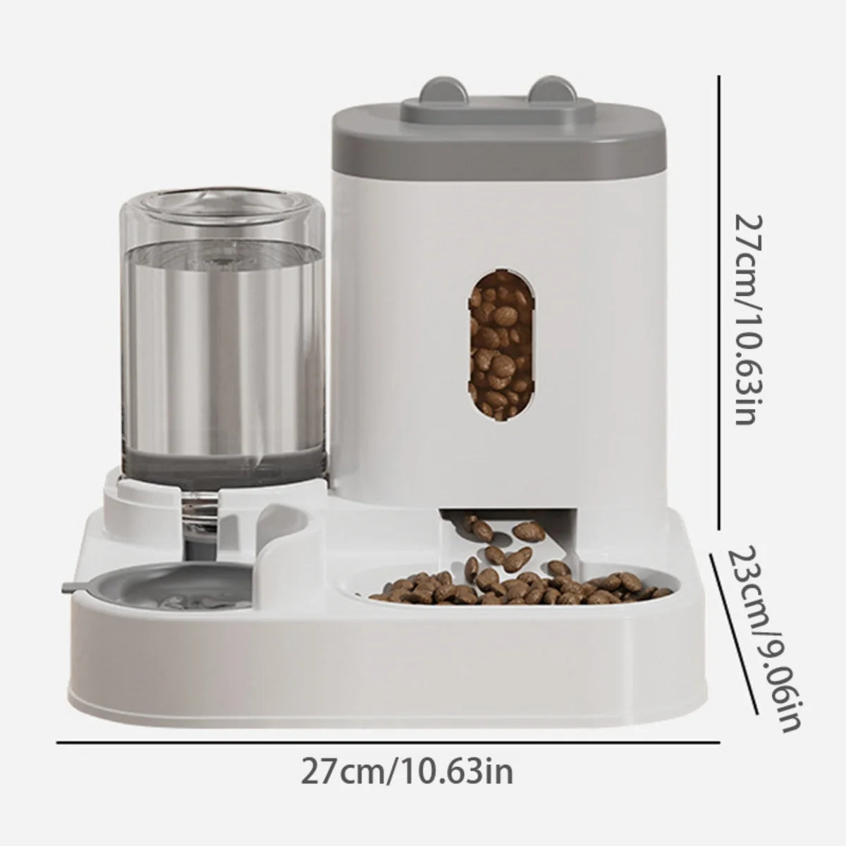 Cat Feeder and Gravity Drinker, 3.3L 2-in-1 Automatic Pet Drinker Detachable Set Pet Food Storage Suitable for Small Dogs and Cats