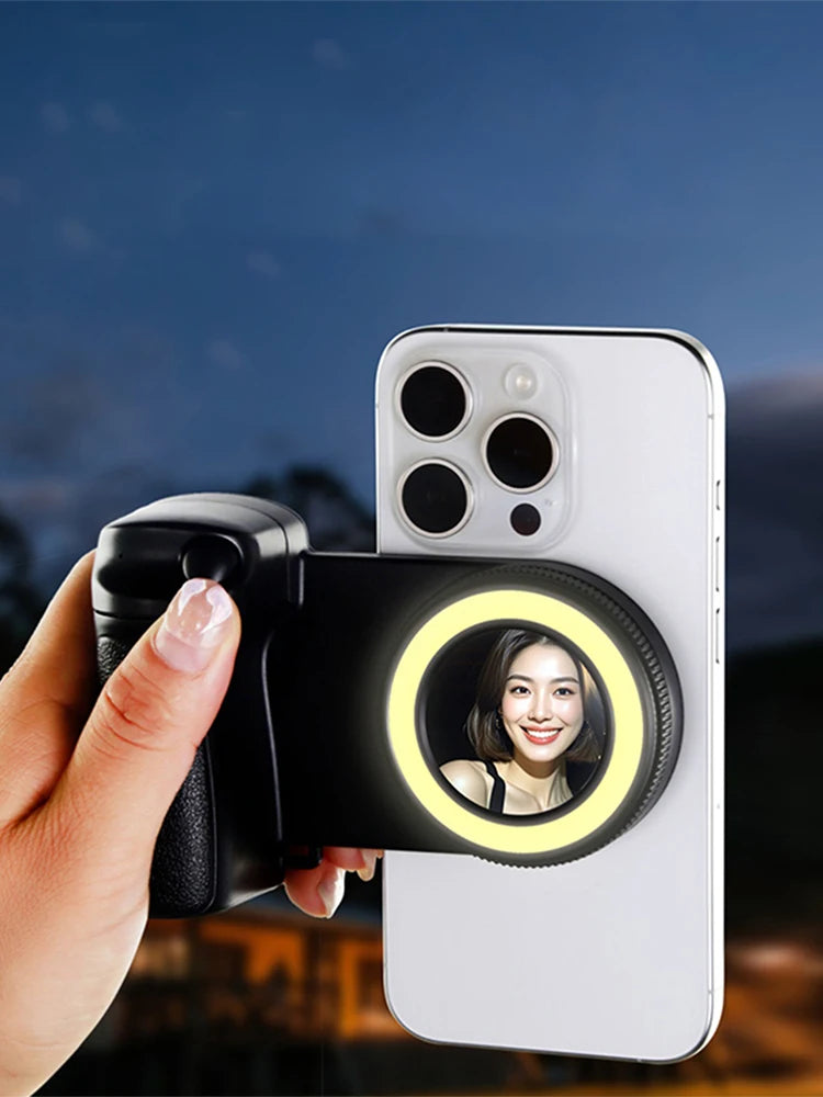 For Magsafe Bluetooth-Compatible Shutter Phone Hand Grip Camera Handle Grip Selfie Stablizer Selfie Handle for iPhone 16 15 Vlog