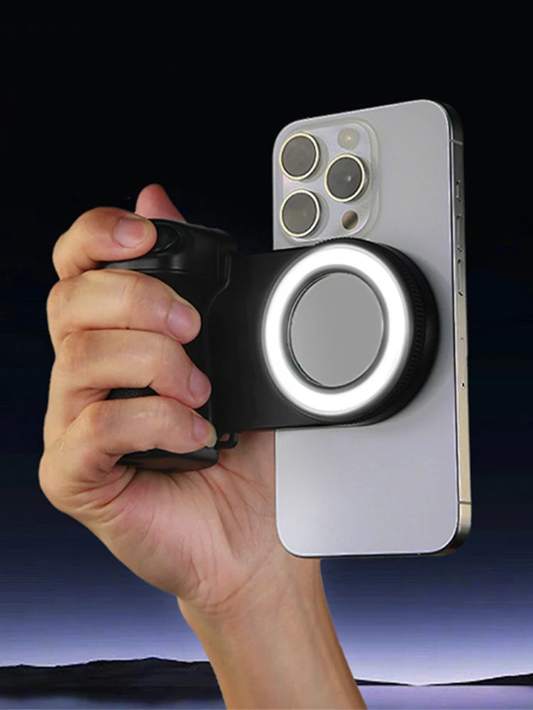 For Magsafe Bluetooth-Compatible Shutter Phone Hand Grip Camera Handle Grip Selfie Stablizer Selfie Handle for iPhone 16 15 Vlog