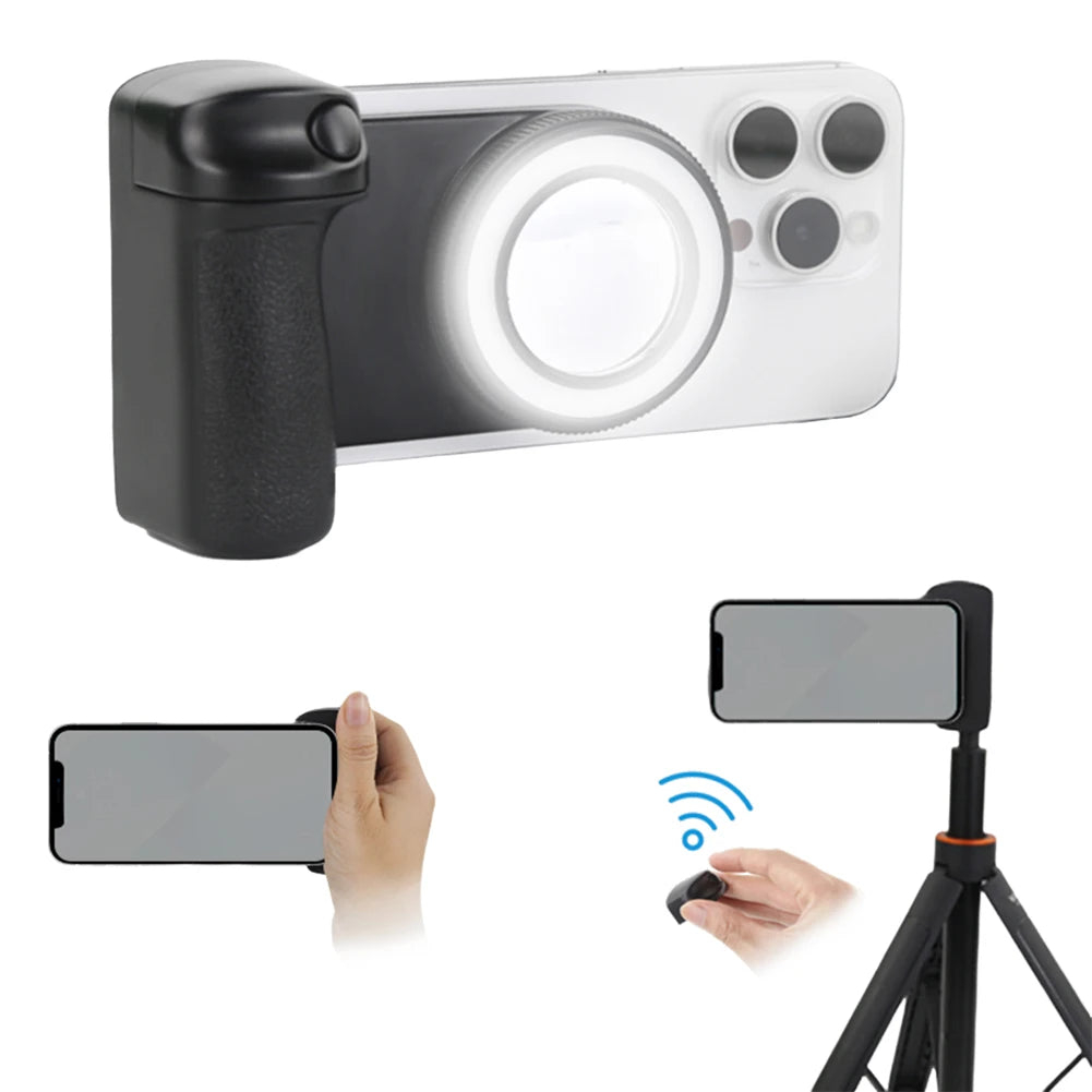 For Magsafe Bluetooth-Compatible Shutter Phone Hand Grip Camera Handle Grip Selfie Stablizer Selfie Handle for iPhone 16 15 Vlog