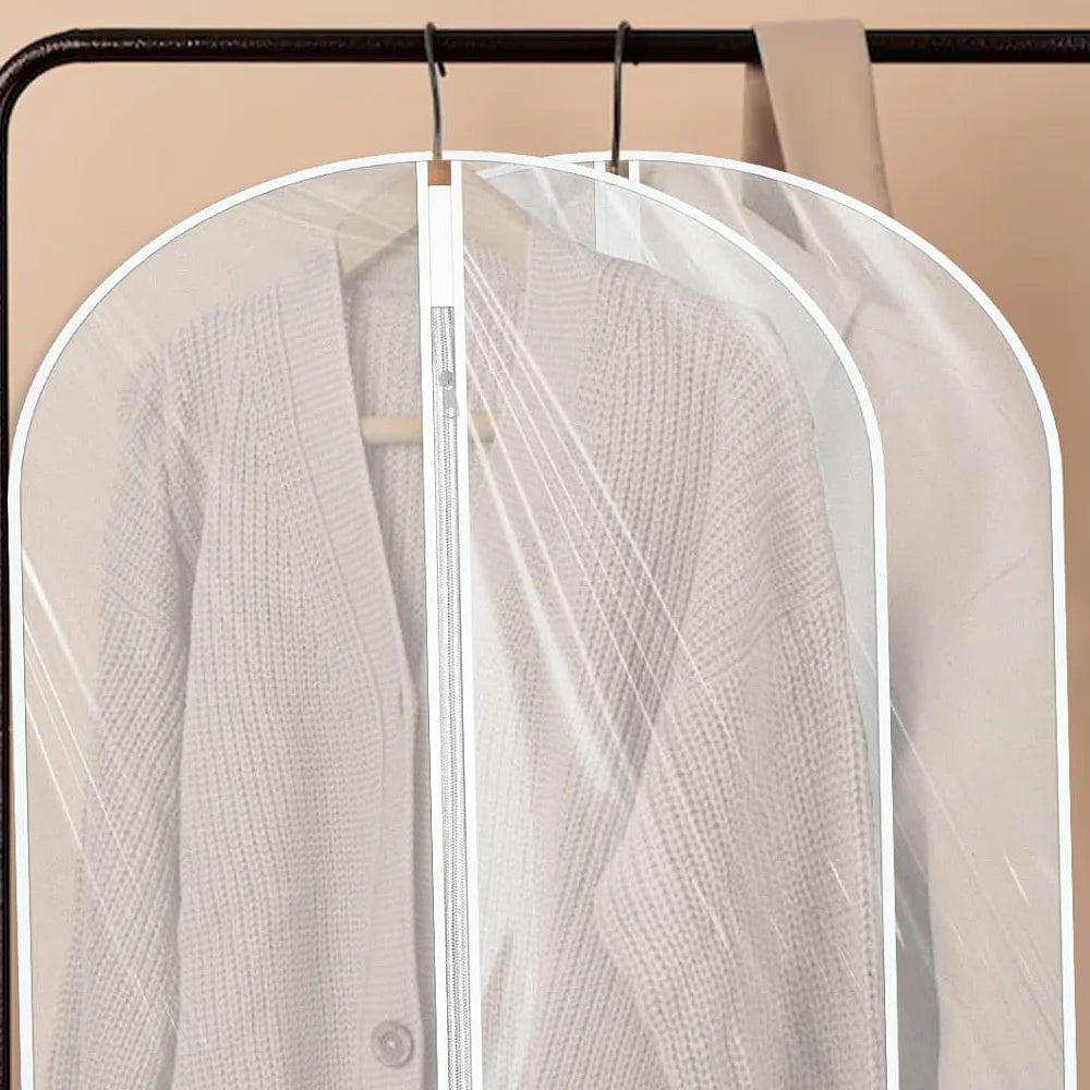 5-Pack Zippered Suit/Dress Garment Bags - Dust-Proof, Clothing Covers for UK Suits & Dresses