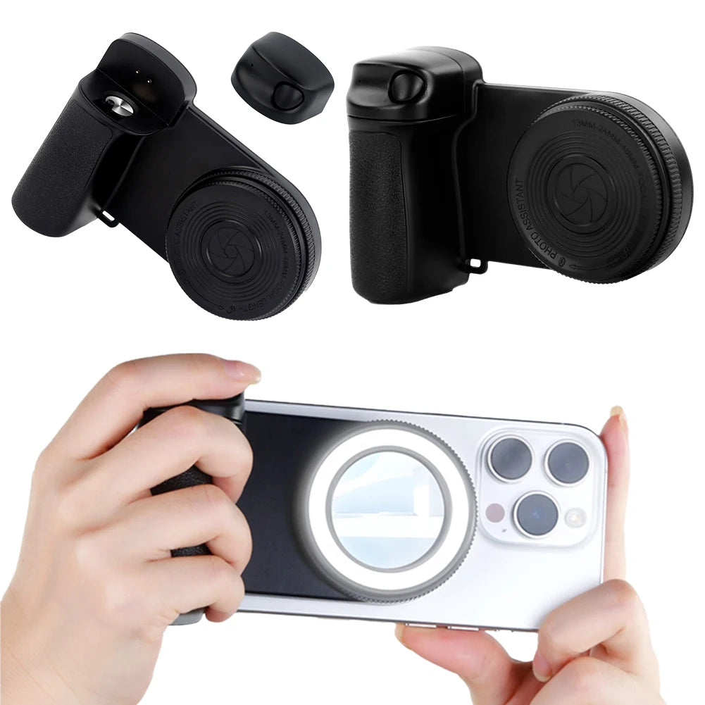 For Magsafe Bluetooth-Compatible Shutter Phone Hand Grip Camera Handle Grip Selfie Stablizer Selfie Handle for iPhone 16 15 Vlog