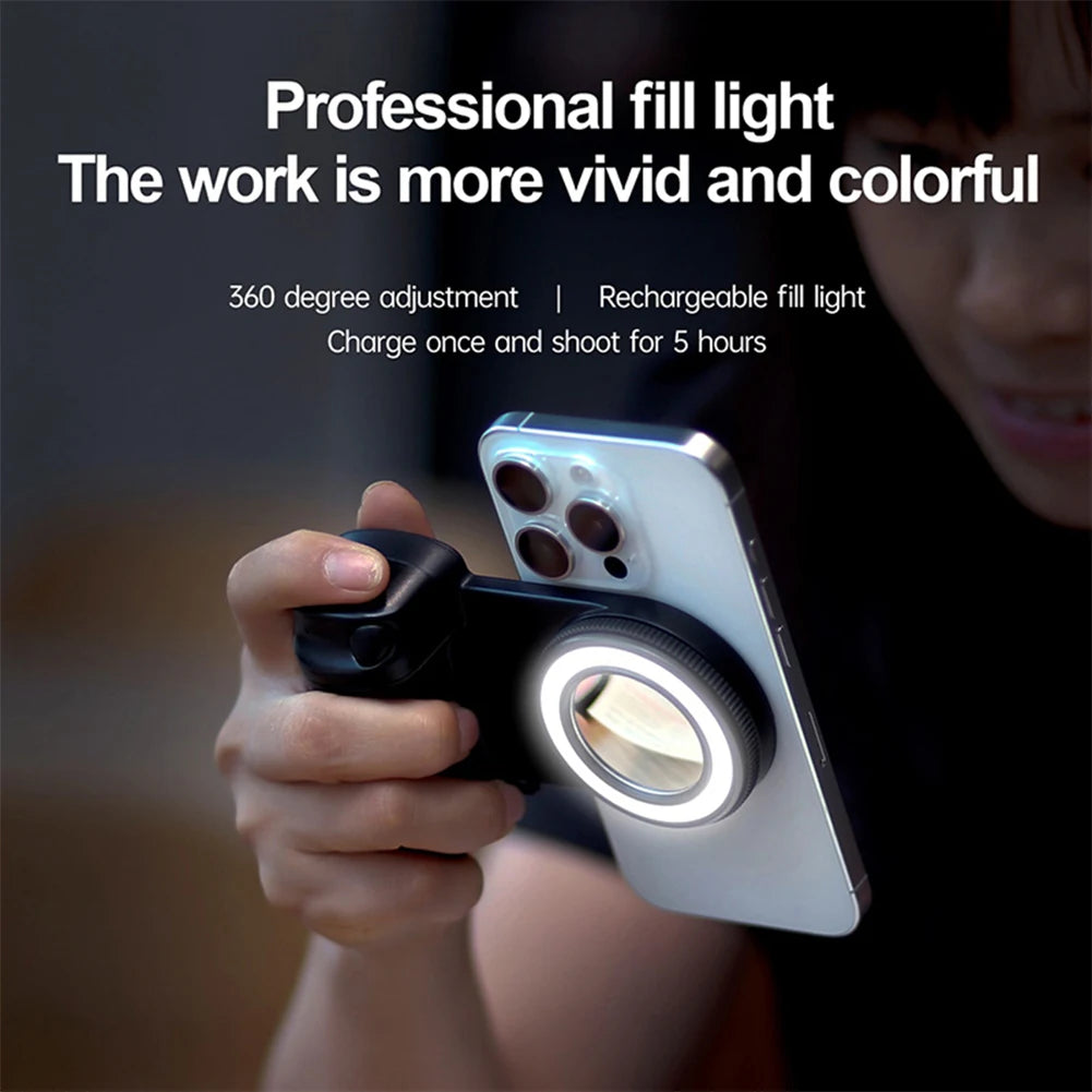 For Magsafe Bluetooth-Compatible Shutter Phone Hand Grip Camera Handle Grip Selfie Stablizer Selfie Handle for iPhone 16 15 Vlog