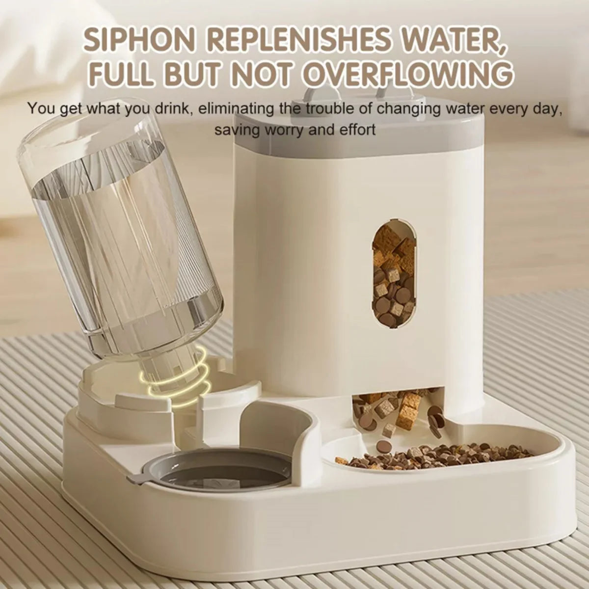 Cat Feeder and Gravity Drinker, 3.3L 2-in-1 Automatic Pet Drinker Detachable Set Pet Food Storage Suitable for Small Dogs and Cats