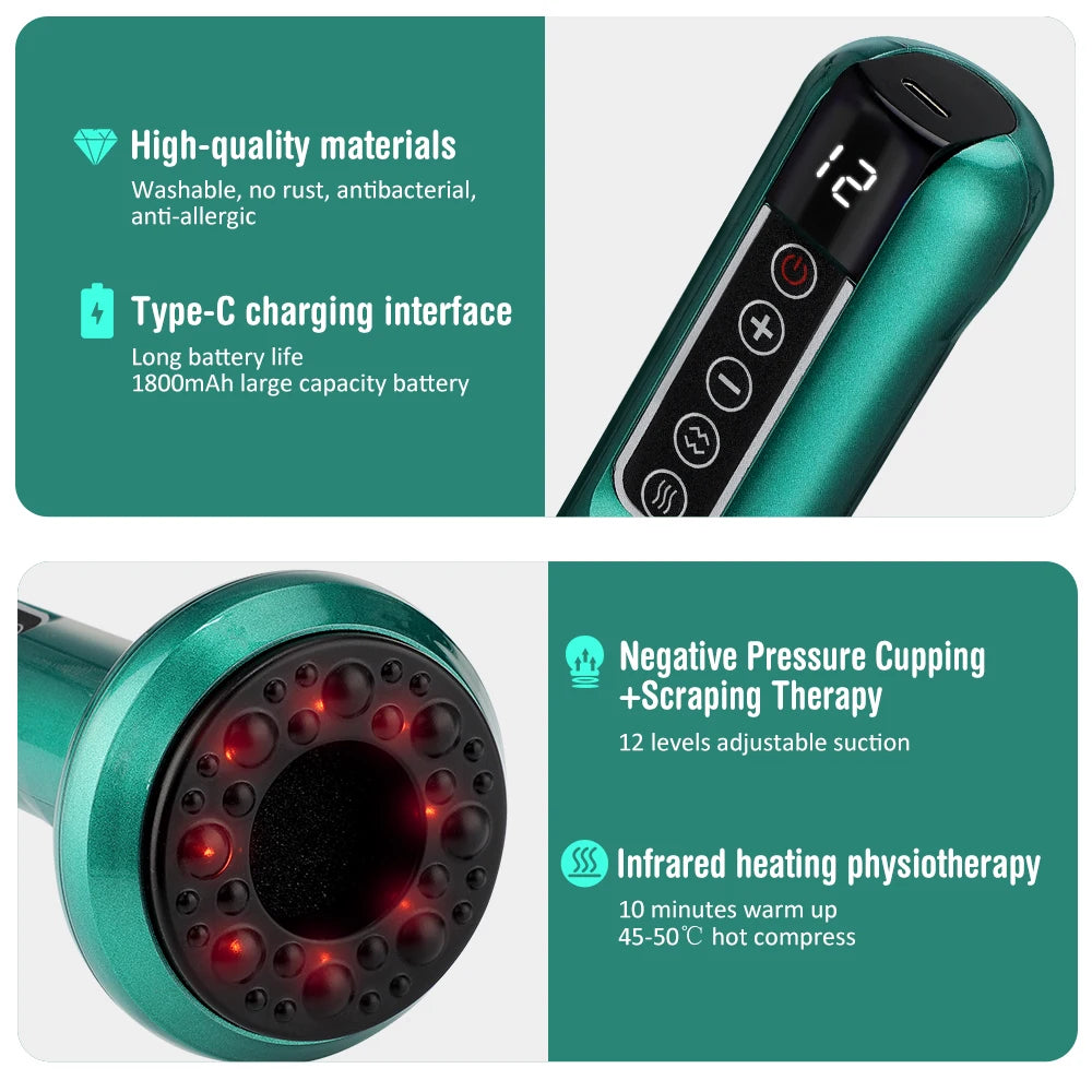 Electric Vacuum Cupping Massage Body Cups Anti-Cellulite Therapy Massager for Body Electric Guasha Slimming